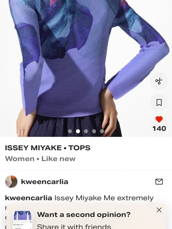 Issey Miyake unique Lavender Floral-Print Funnel Neck Women's Sweater - Picture 4 of 5